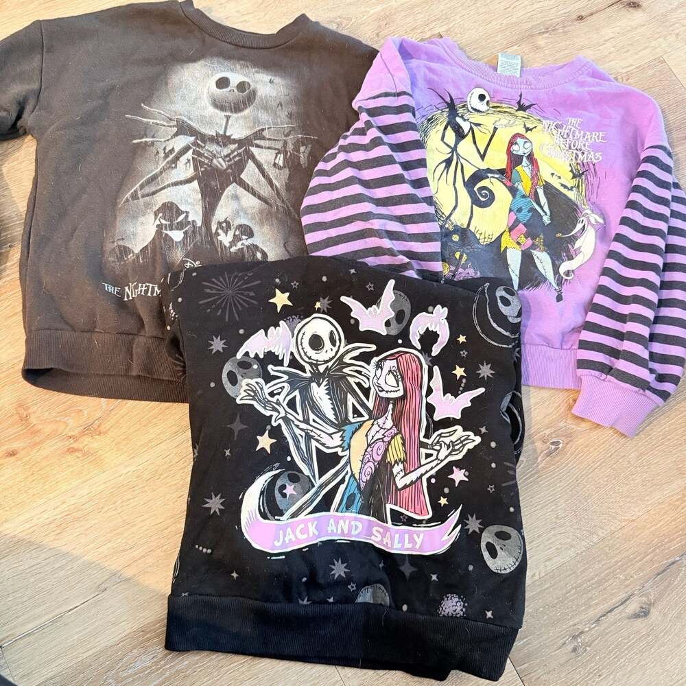 Lot of 3 The Nightmare Before Christmas Girls Graphic Sweatshirts Jack & Sally M